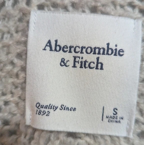 Abercrombie & Fitch Wool Blend Tan Oversized Open Front Cardigan Sweater Small - Picture 7 of 8